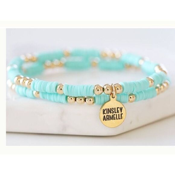 New~KINSLEY ARMELLE SET of (2) Mint Stretch Bracelet Set~Retired Design~ - Picture 2 of 4